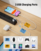 SUPERDANNY 6Ft Thin Extension Cord, Flat Plug Surge Protector Power Strip