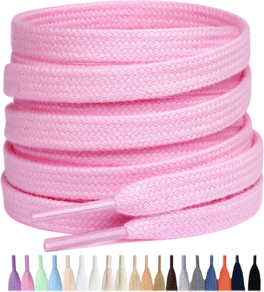 Stepace 2 Pairs Cotton Flat Shoe Laces 8mm Wide Shoelaces for Sneaker