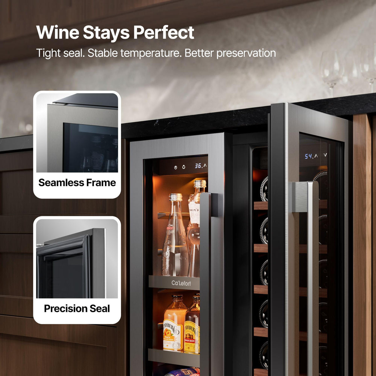 Ca'Lefort 48 Inch Wine & Beverage Refrigerator, 200 Can and 46 Bottle