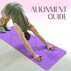 Yogii Yoga Mat - Non-Slip 6mm Thick TPE & Travel-friendly Yoga Mat - Perfect for Home & Gym Exercise Fitness & Pilates - With Laser Alignment Guides for Men & Women