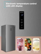 BLACK+DECKER 14 Cu. Ft. Convertible Freezer Refrigerator, Upright Freezer with Glass Shelves, ENERGY STAR rated, Frost Free, BUC1400XB, Black