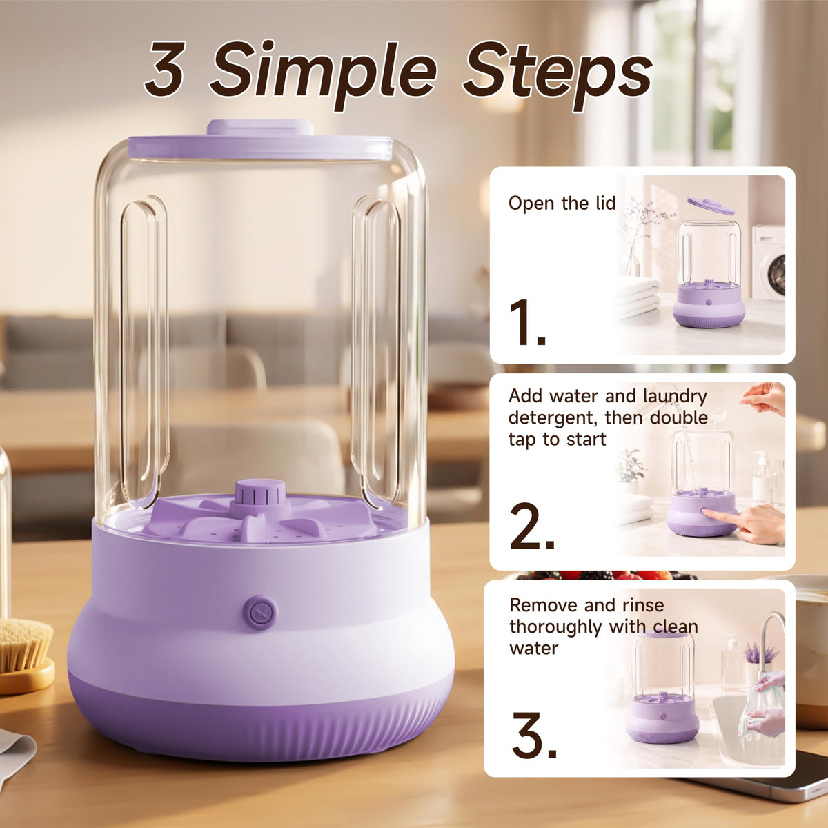 Mini Washing Machine, 3L Compact Small Laundry Washer for Underwear, Socks etc.（White）