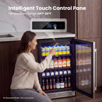 Yeego Beverage Refrigerator - 24 inch 180 Cans Beer Cooler with Glass Door