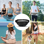 MAXTOP Large Bumbag Waist Fanny Pack Running Belt for Men Women Unisex Bum Bag with Headphone Jack and 4-Zipper Pockets Adjustable Belt for Travel Running Jogging Workout Hiking Gifts All Black