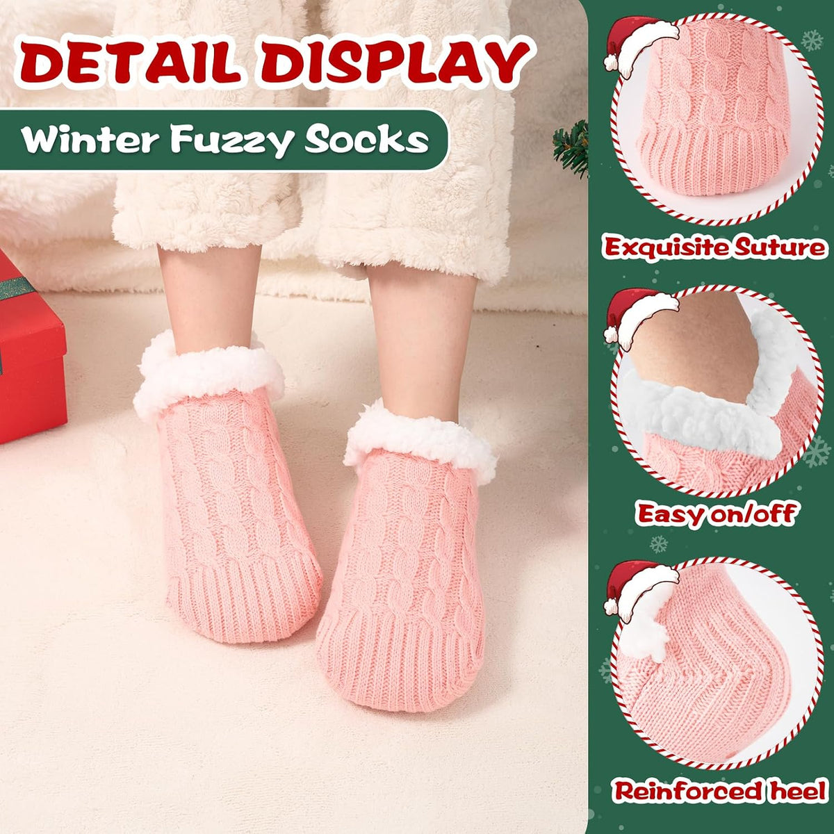 Niorasen Fluffy Slipper Socks Women Men, Winter Gift for Her, UK 4-9
