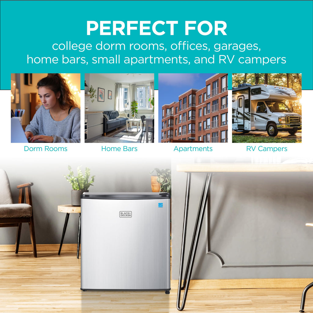 BLACK+DECKER 2.5 Cu. Ft. Compact Refrigerator, BCRK25V, Stainless Look