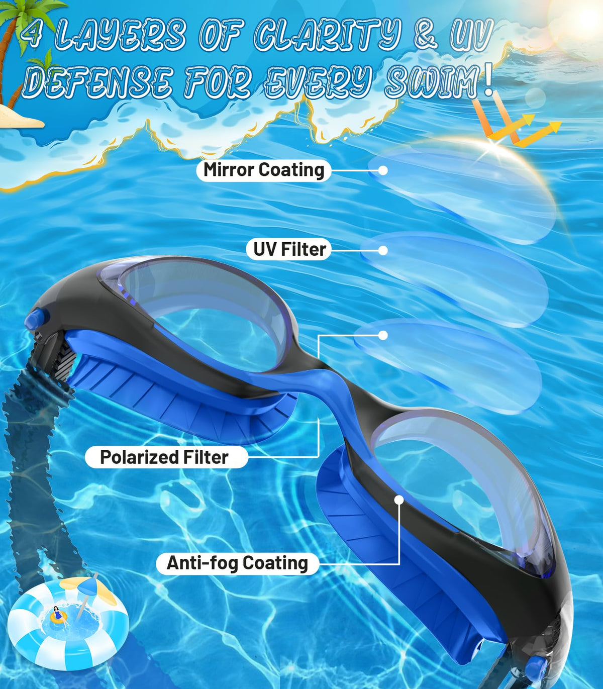 Kids Swimming Goggles for Boys & Girls Aged 6-14, Anti-Fog