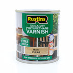 RustinsQuick Dry Poly Varnish Satin Clear 500ml -Tough, Water-Based Clear Finish in Gloss, Matt or Satin; Durable Protection for Interior Wood, Furniture and Floors