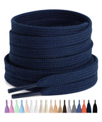 Stepace 2 Pairs Cotton Flat Shoe Laces 8mm Wide Shoelaces for Sneaker