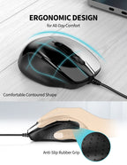 TECKNET USB Wired Mouse,6400 DPI Optical,6-Button Ergonomic Computer Mouse