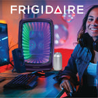 Frigidaire Gaming Light Up Mini Beverage Refrigerator, 6 can, 4 liters, Cooler with large see through door and LED lights Perfect for Gaming Experience, Home, Office, or Cars.12V Charger (Blue)