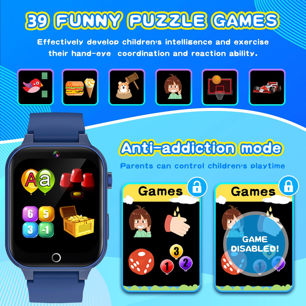 Kids Smart Watches Girls Age 5-12, 26 Games High-Resolution Touchscreen Kids Watch with Video Camera Music Player Pedometer Flashlight 12/24 hr Educational Toys Birthday Gifts for Girls Ages 6 7 8