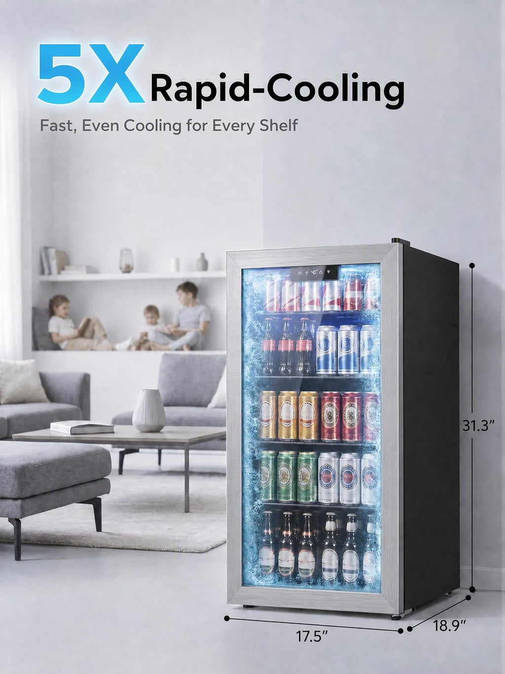 Icyglee 126 Can Mini Fridge, 3.2 Cu.Ft Beverage Refrigerator, Drink Cooler