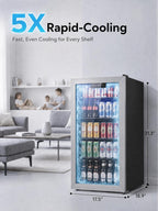Icyglee 126 Can Mini Fridge, 3.2 Cu.Ft Beverage Refrigerator, Drink Cooler