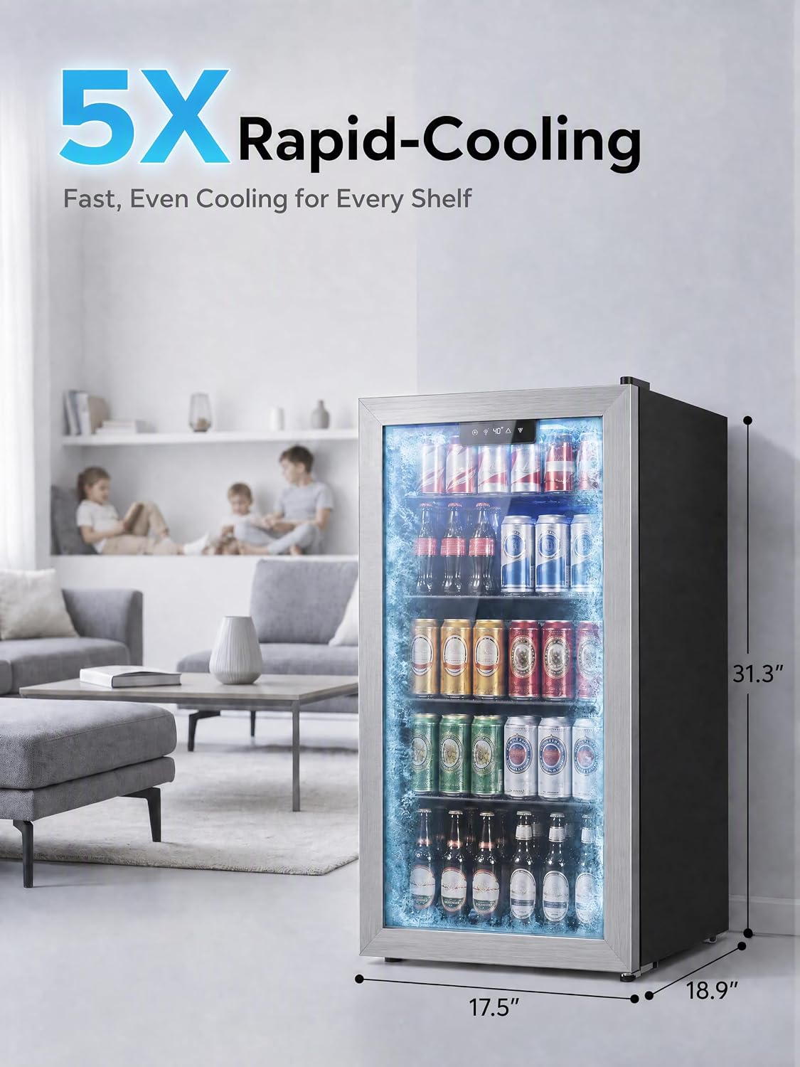 Icyglee 126 Can Mini Fridge, 3.2 Cu.Ft Beverage Refrigerator, Drink Cooler