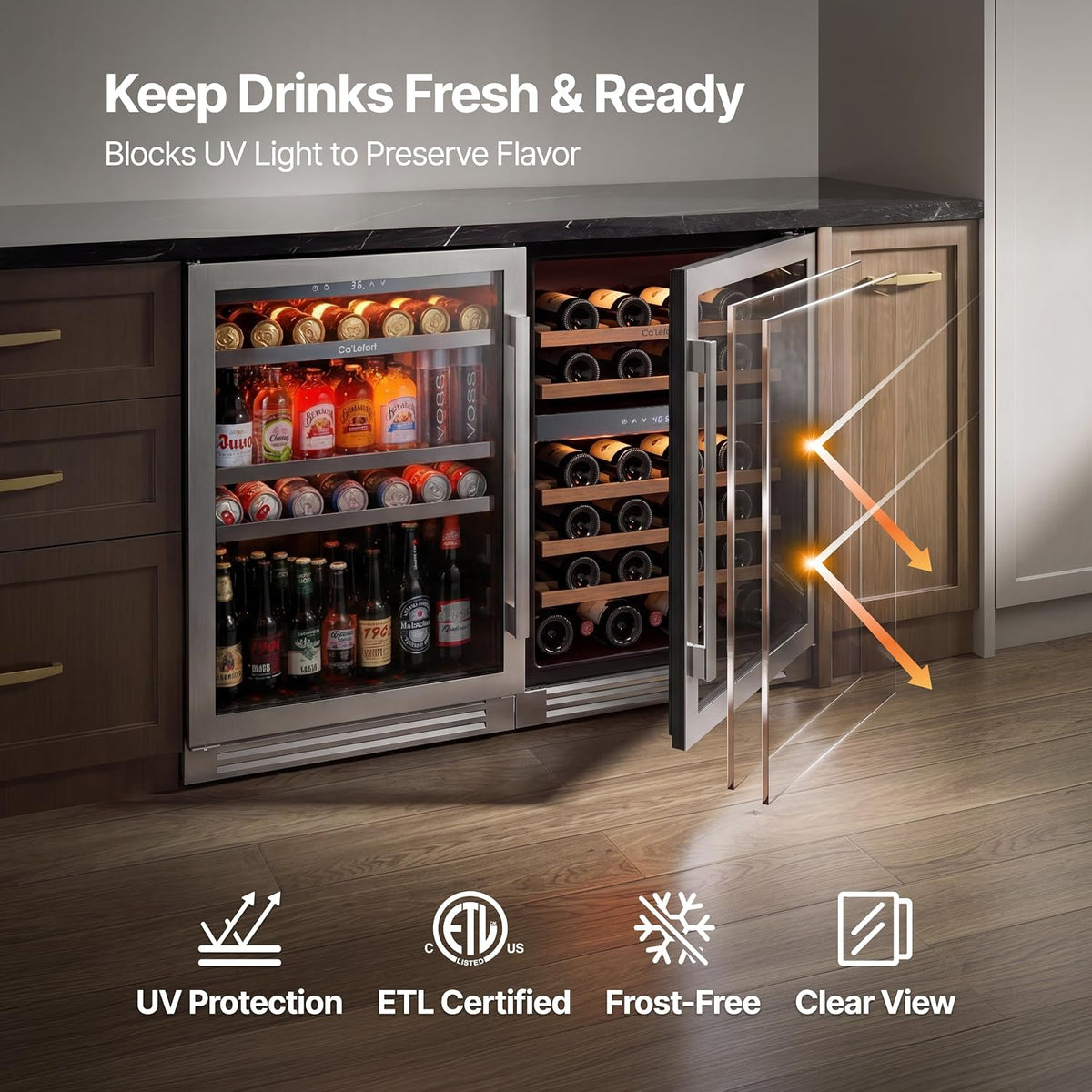 Ca'Lefort 48 Inch Wine & Beverage Refrigerator, 200 Can and 46 Bottle