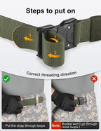 JUKMO Quick Release Tactical Belt, Military Work 1.5" Nylon Web Hiking Belt
