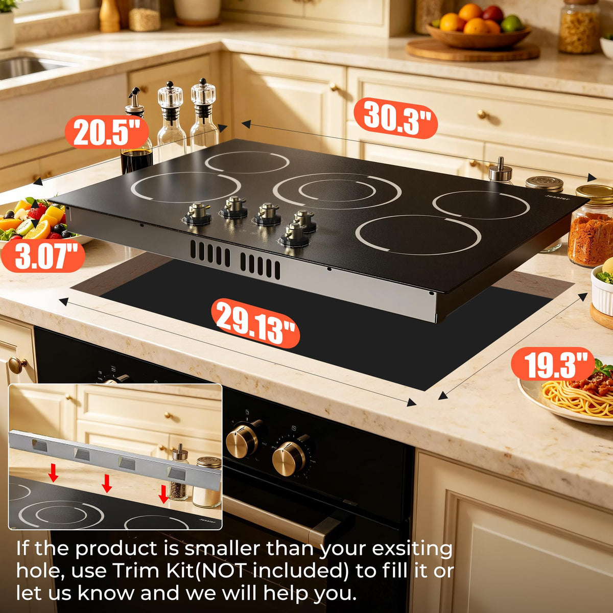 2 Burner Electric Cooktop 110V 2000W Countertop or Built-in