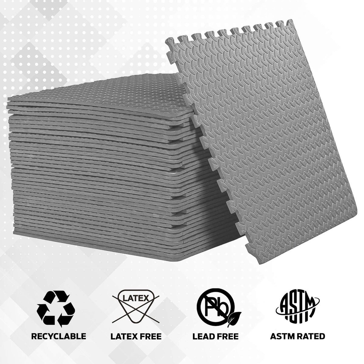 ComFy Mat Gym Flooring Mat, Foam Exercise Mats, Interlocking Puzzle EVA Floor Tiles, Non slip Rubber Cushion For Home Workout, Bonus Adhesives,24"X24"(60x60cm)