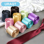 URAQT Men Solid Satin Necktie, 8cm Classic Formal Tie