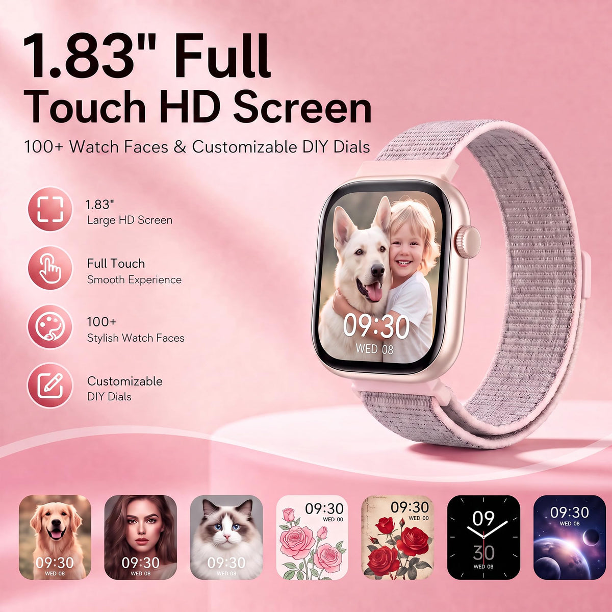 Smart Watch for Women, Bluetooth Answer/Make Calls, 1.83"HD Screen