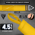 RDX Boxing Hand Wraps 4.5M / 180 Inches – Mexican Style Semi-Elastic MMA Inner Gloves - Wrist Support for Muay Thai, Kickboxing, BJJ, Karate - Thumb Loop & Hook and Loop Closure - Cotton & Nylon Blend