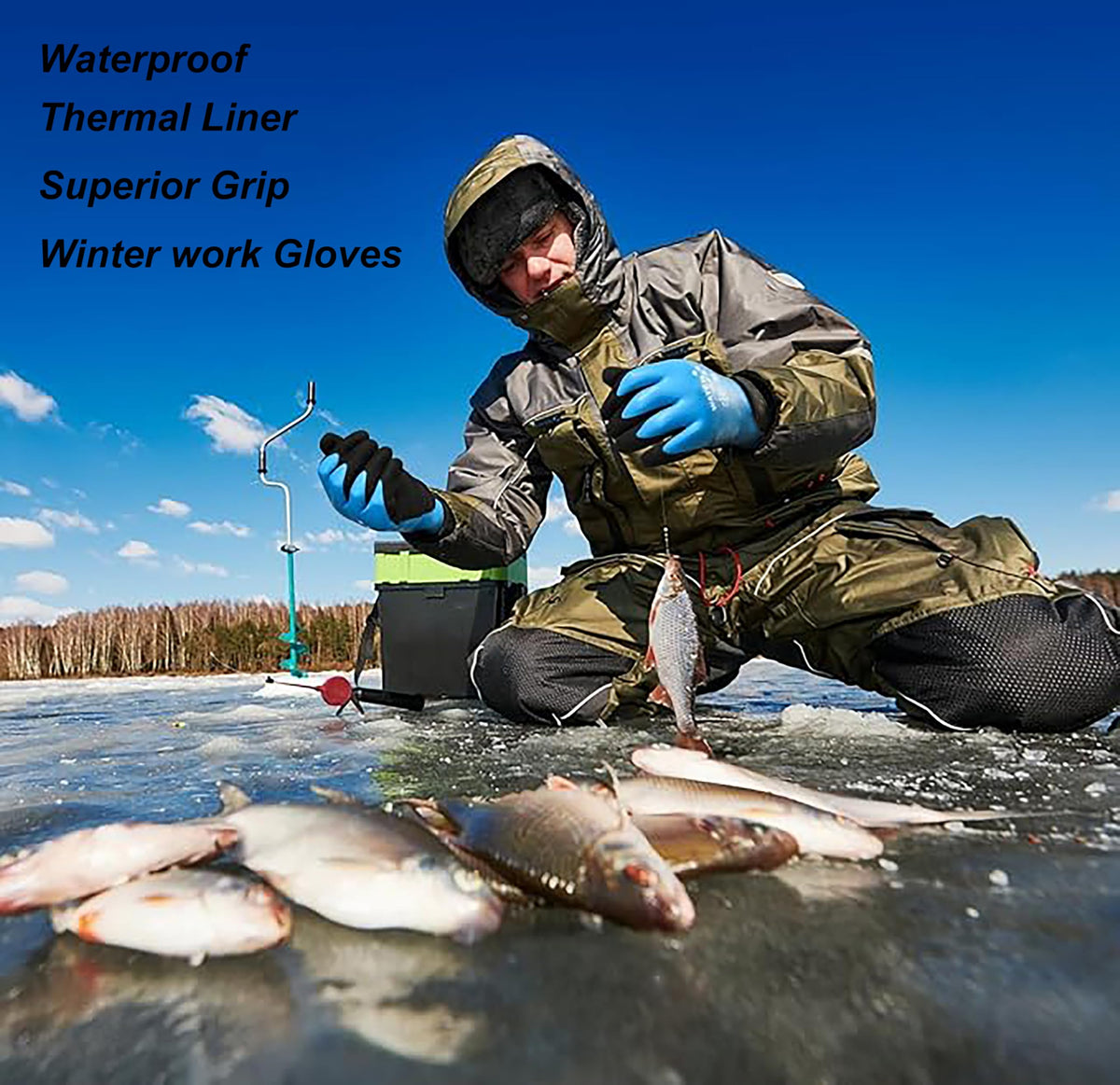 Winter Work Gloves Thermal Fleece Liner Waterproof Coating Superior Grip for Cold Weather Car Washing Gardening Fishing Multipurpose