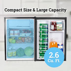 Igloo 2.6 Cu.Ft Mini Fridge with Freezer- Single Door Compact Refrigerator with Glass Shelves for Homes, Dorms & Offices- Keep Snacks, Drinks & Frozen Foods Cool with Temperature Control Fridge- White
