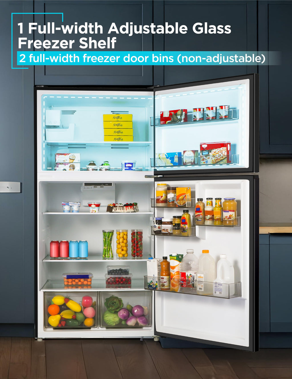 BLACK+DECKER 18.1 Cu. Ft. Top Mount Refrigerator with Ice Maker, BR1810HIMB