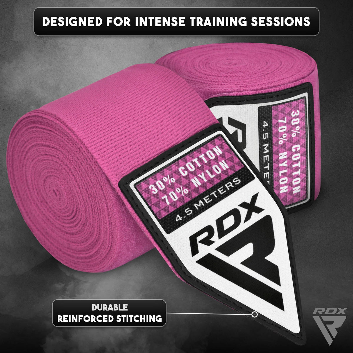RDX Boxing Hand Wraps 4.5M / 180 Inches – Mexican Style Semi-Elastic MMA Inner Gloves - Wrist Support for Muay Thai, Kickboxing, BJJ, Karate - Thumb Loop & Hook and Loop Closure - Cotton & Nylon Blend