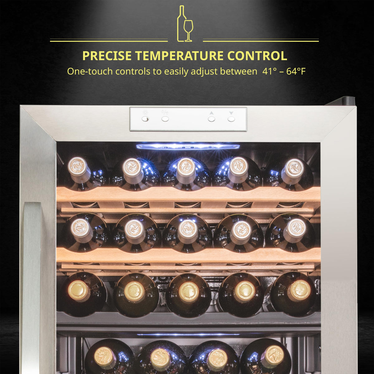 SCHMÉCKÉ 12 Bottle Compressor Wine Cooler Refrigerator w/Lock - Large Freestanding Wine Cellar For Red, White, Champagne or Sparkling Wine - 41f-64f Digital Temperature Control Fridge Stainless Steel