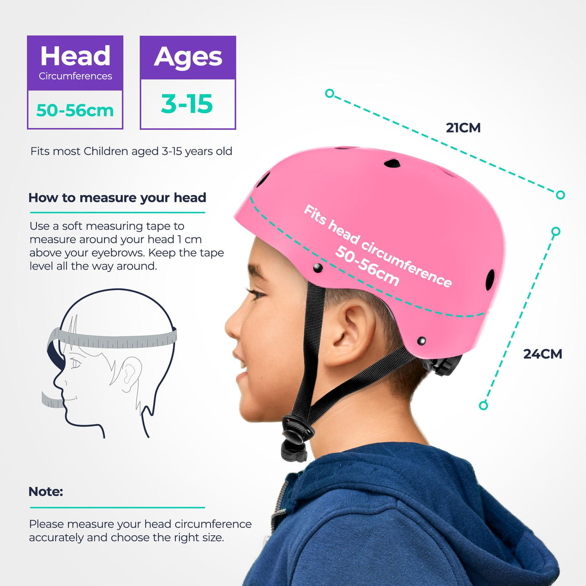 Niftii Bike Helmet & Pads Set for Kids - Cycling Skateboard Ages 3-15
