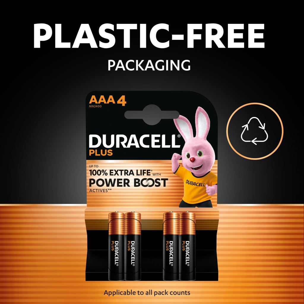 DURACELL Plus D Alkaline Batteries (4 Pack) 1.5V, LR20