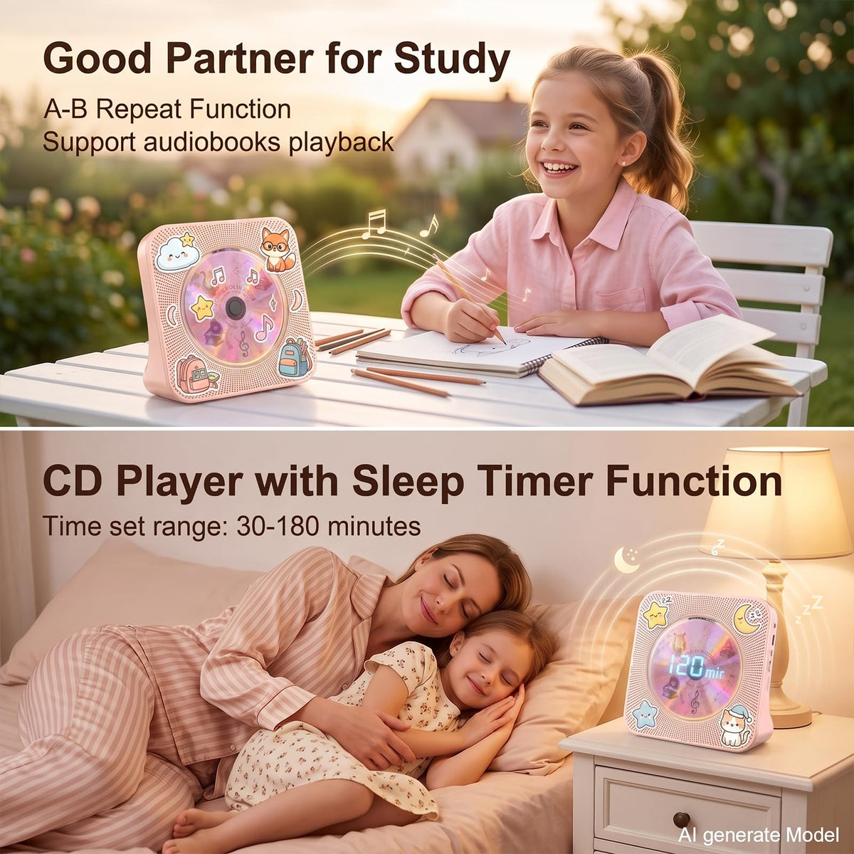 Gueray CD Player Portable Bluetooth Desktop CD Players for Home