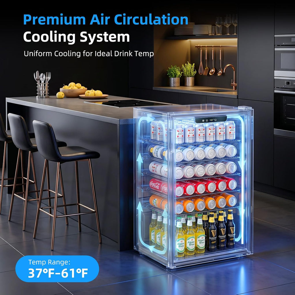 Antarctic Star Beverage Refrigerator Cooler 68 Can, Mini Fridge with Glass Door for Beer Drinks Wine,Freestanding Small Fridge with Electronic Temperature Control for Home and Bar,1.7 cu.ft