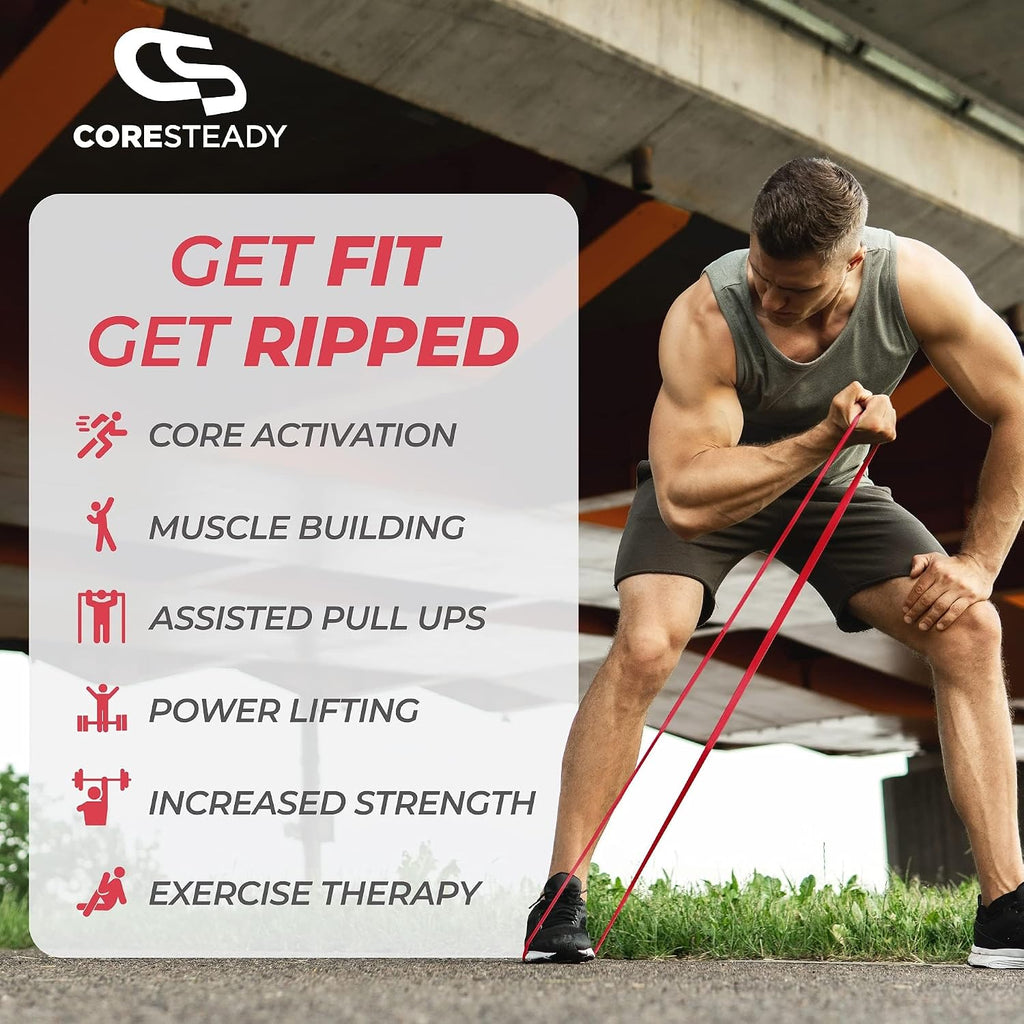 Coresteady Pull Up Bands & Resistance Bands - Heavy Duty Loop Band for Men & Women - Build Fit Power & Muscle - Training, Fitness Assist Pull Ups & Gym Exercise
