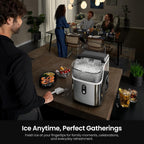 Kismile Nugget Ice Maker Countertop, 35 lbs/Day, Stainless Steel