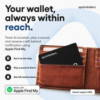 SPOTMINDERS Apple MFi Certified Wallet Tracking Card Black 4-Pack Travel Gifts for Him Works with Apple Find My Rechargeable Tracker IP68 Waterproof 0.07" Slim iPhone Item Finder for Luggage Passport