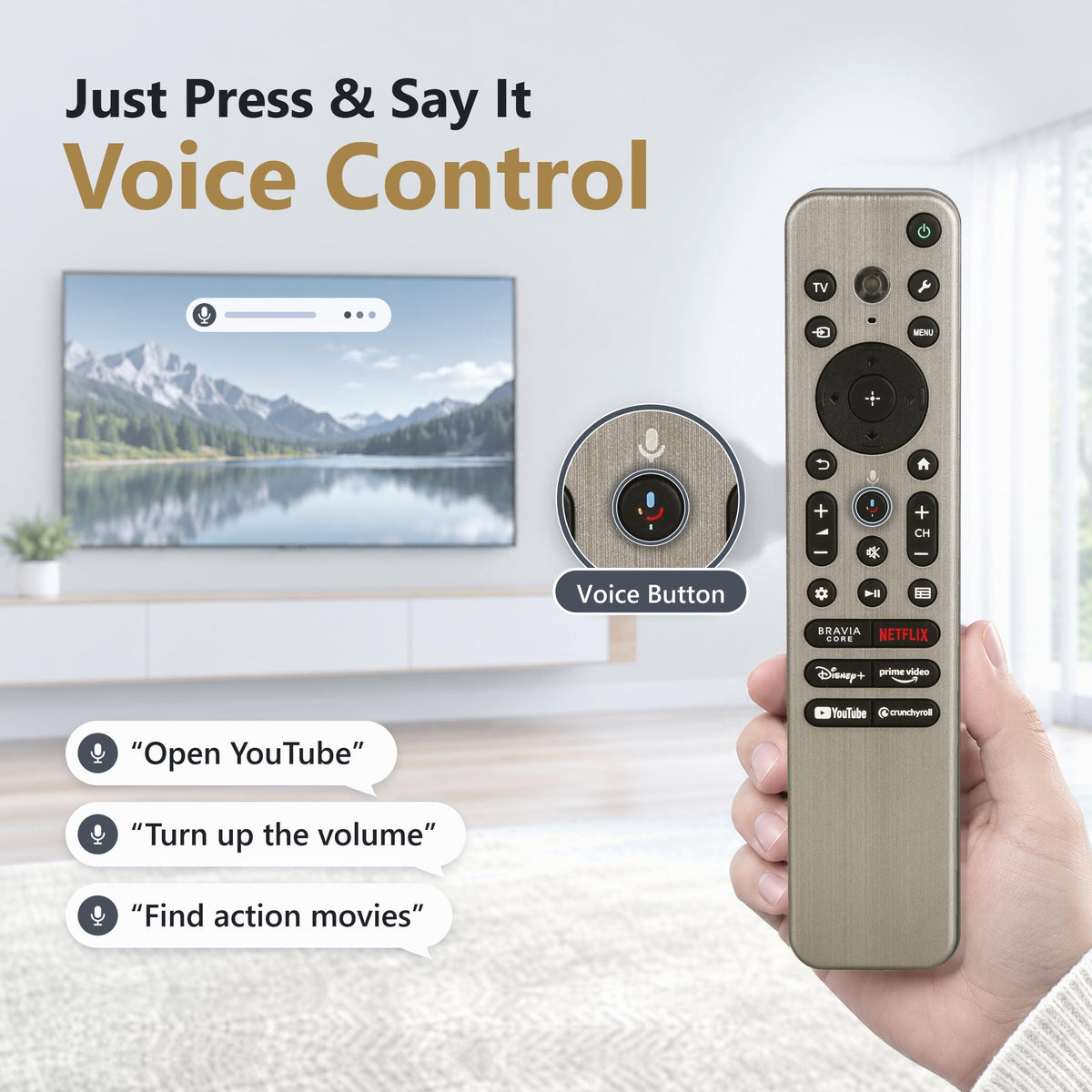 Replacement for Samsung TV Remote, for All 2019-2026 Samsung Remote Control for Smart TV with Voice Control. 2-Year Full Warranty.