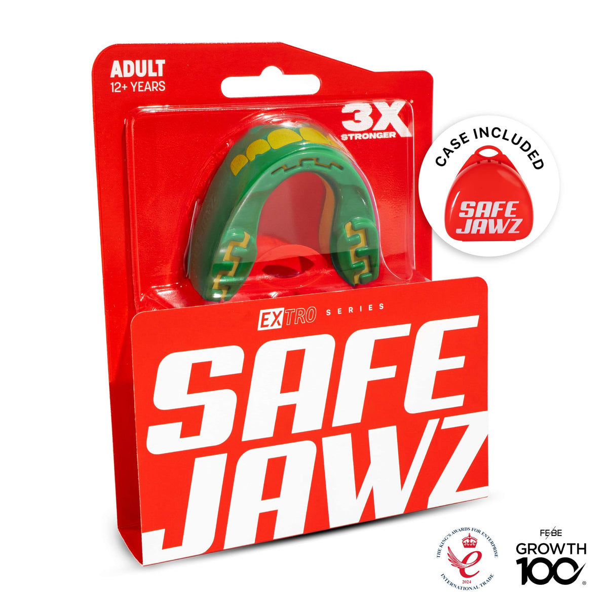 SAFEJAWZ Mouth Guard, Adult & Junior Dual Layer Gum Shield with Case