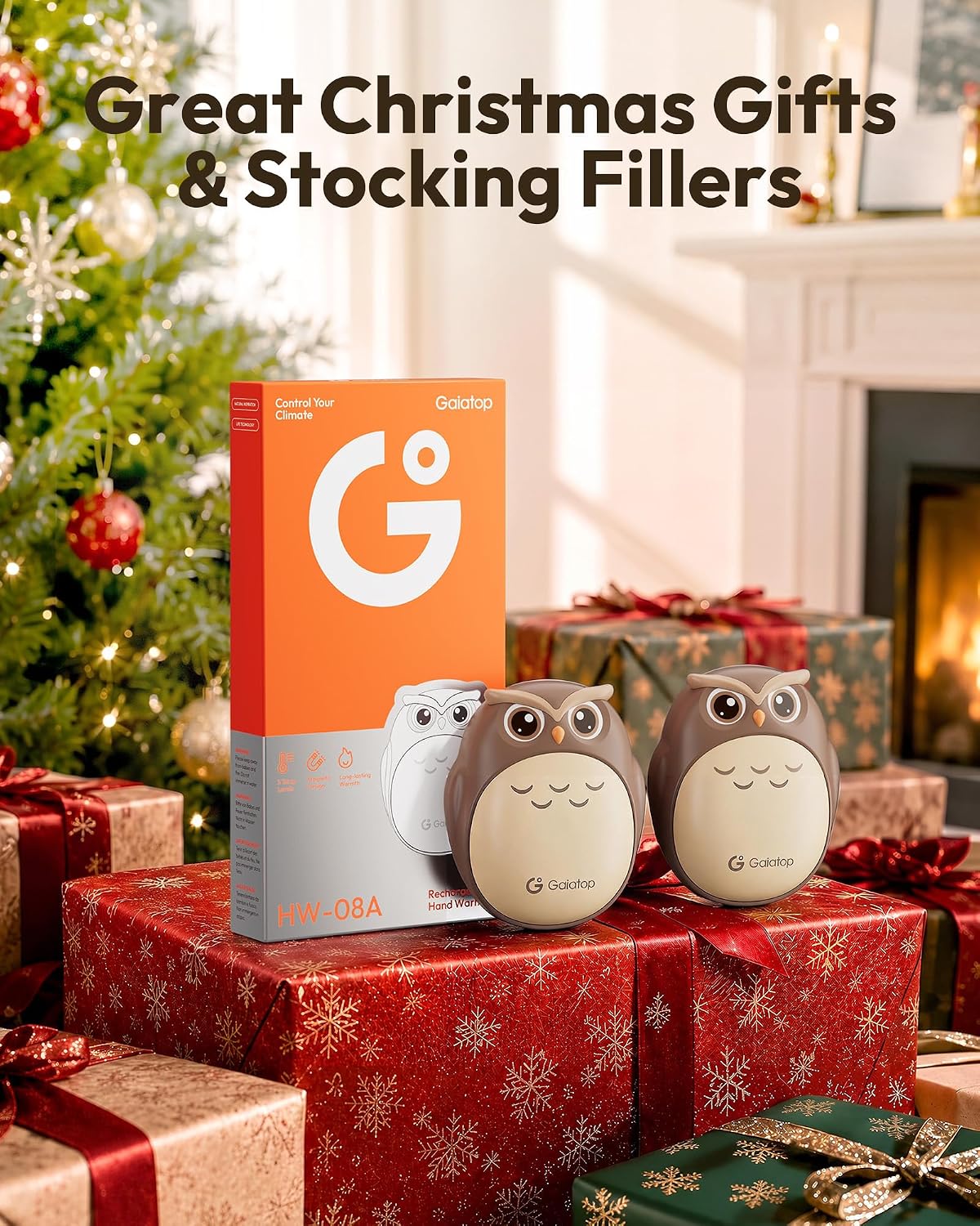 Gaiatop Rechargeable Hand Warmers 2 Pack, Cute Owl Handwarmers