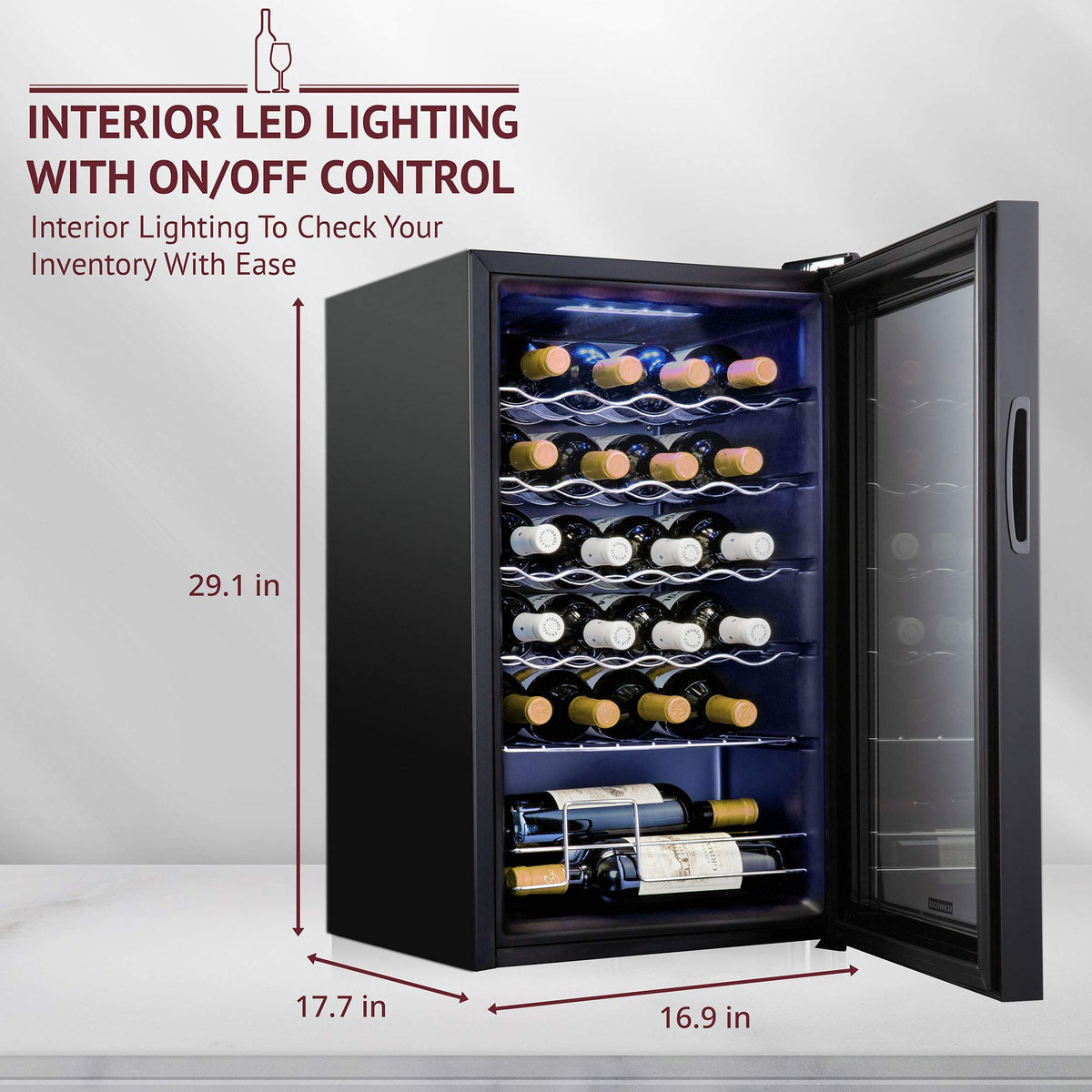 SCHMÉCKÉ 12 Bottle Compressor Wine Cooler Refrigerator w/Lock - Large Freestanding Wine Cellar For Red, White, Champagne or Sparkling Wine - 41f-64f Digital Temperature Control Fridge Stainless Steel