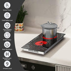 Karinear Electric Cooktop 2 Burners, 110v Plug in Electric Stove Top