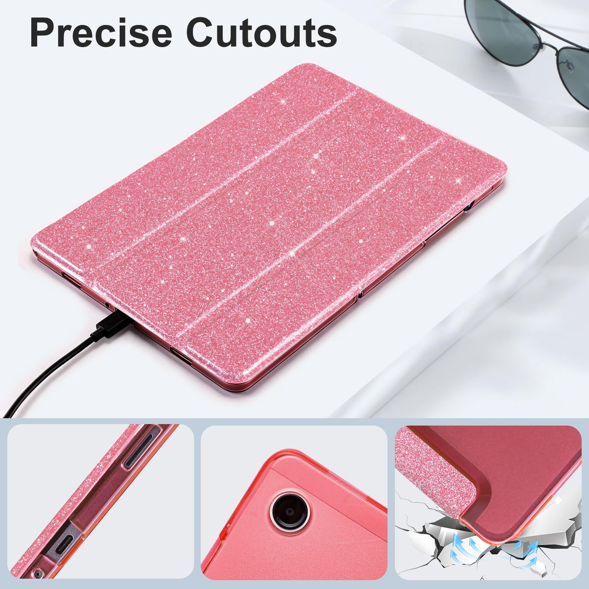 CoBak Case for Samsung Galaxy Tab A11+ Plus 11 Inch 2025/A9+ Plus 2023 - PU Leather Smart Cover with Auto Sleep/Wake for Tab A11+, Translucent Hard Shell, Multi-Viewing Angles, Orange
