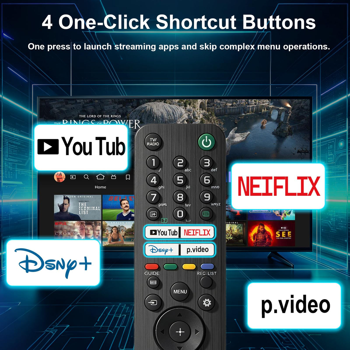 Universal Remote for All Samsung TV Remote, Replacement Compatible with All Samsung LED, LCD, QLED, HDTV, 3D Series Smart TVs (BN59-01259B)