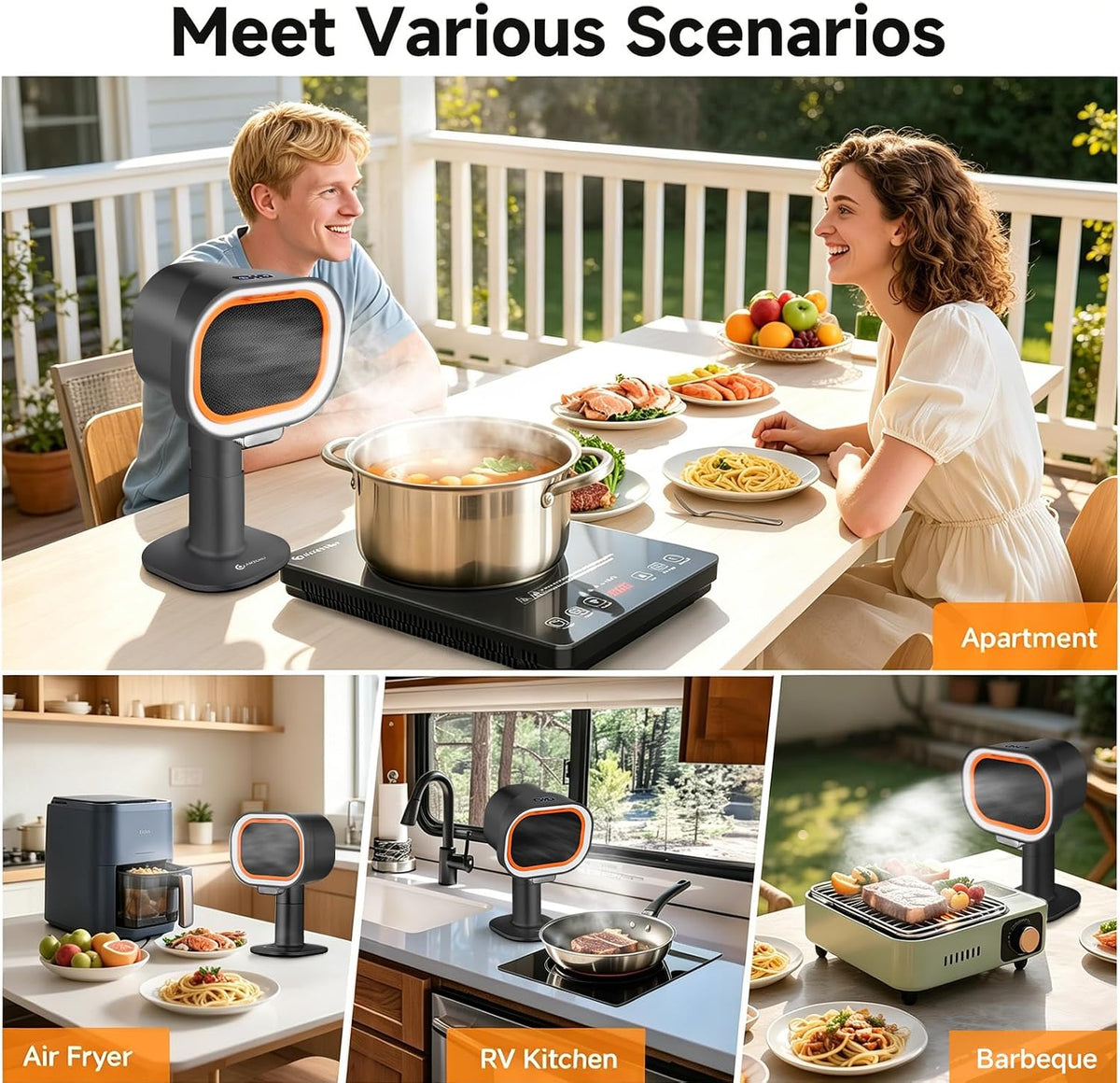 Portable Range Hood, 4-Speed Desktop Exhaust Fan with adjustable Height