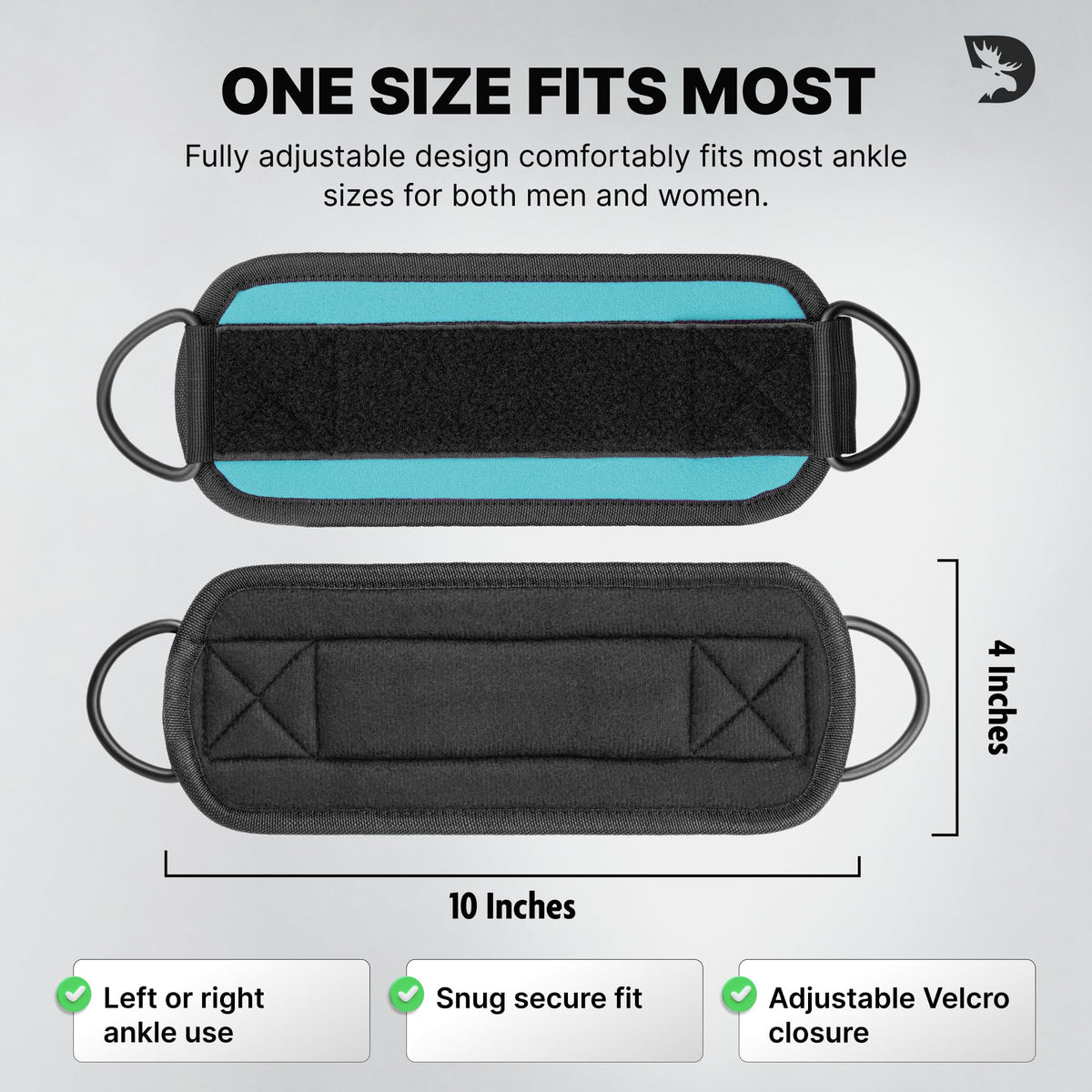 DMoose Fitness Ankle Strap for Cable Machine - One Size Fit with Premium Padding Cuffs - Cable Kickback Ankle Straps - Gym Attachments & Lower Body Exercises