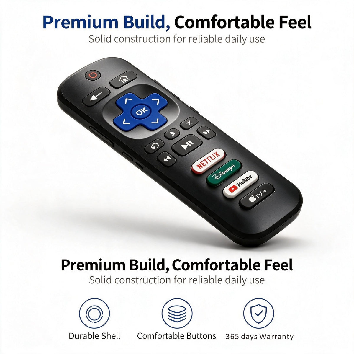 SolarCell Replacement for Samsung TV Remote 2026-2019, Solar Powered, Fast Self-Charging Samsung Smart TV Remote Control, USB-C Rechargeable, Universal, Voice Search, Bluetooth, 2-Year Warranty