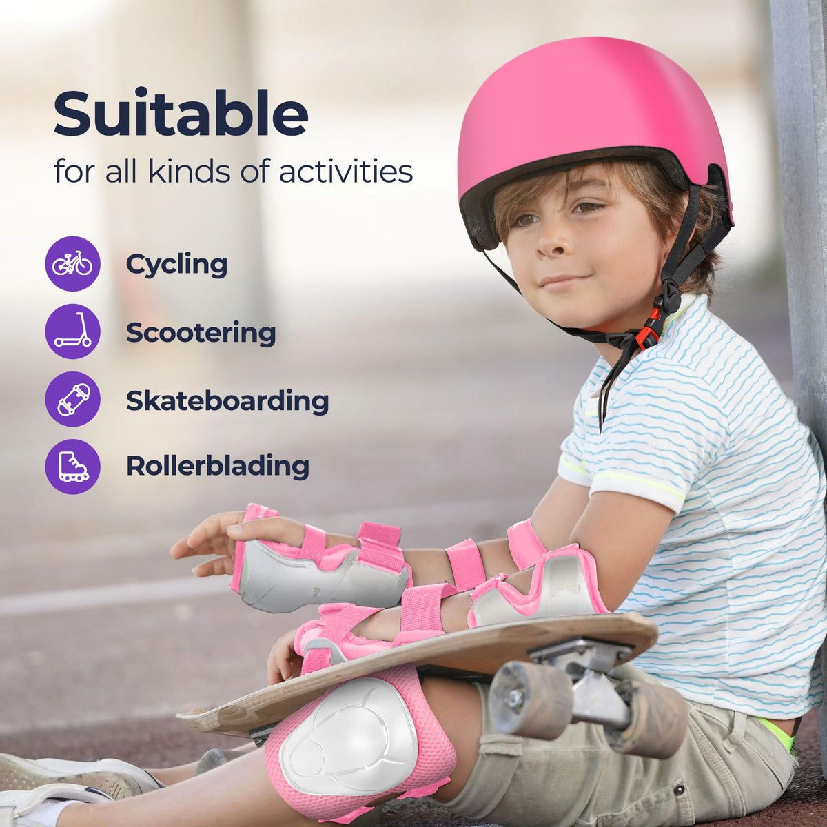 Niftii Bike Helmet & Pads Set for Kids - Cycling Skateboard Ages 3-15