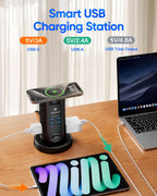 Power Strip Tower, kakyanill PD 65W Charging Station 9 AC Outlets 8 USB